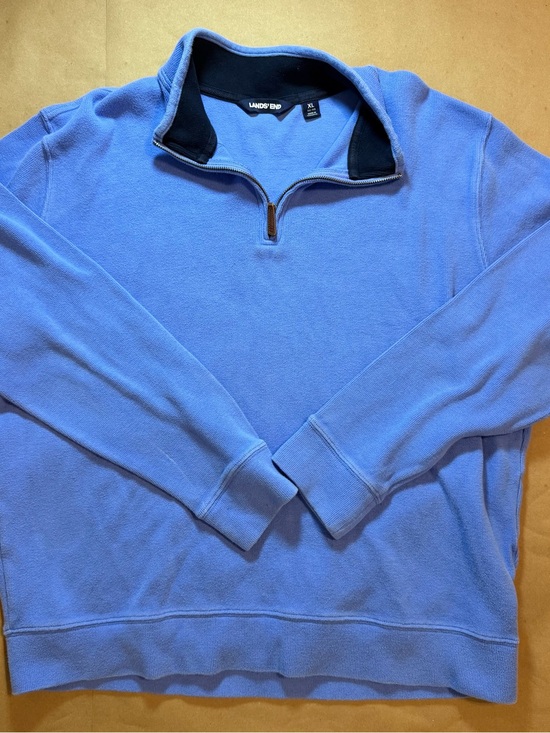 Lands' End Other - Lands' End Men's Periwinkle Blue Quarter-Zip Sweater with Navy Collar
